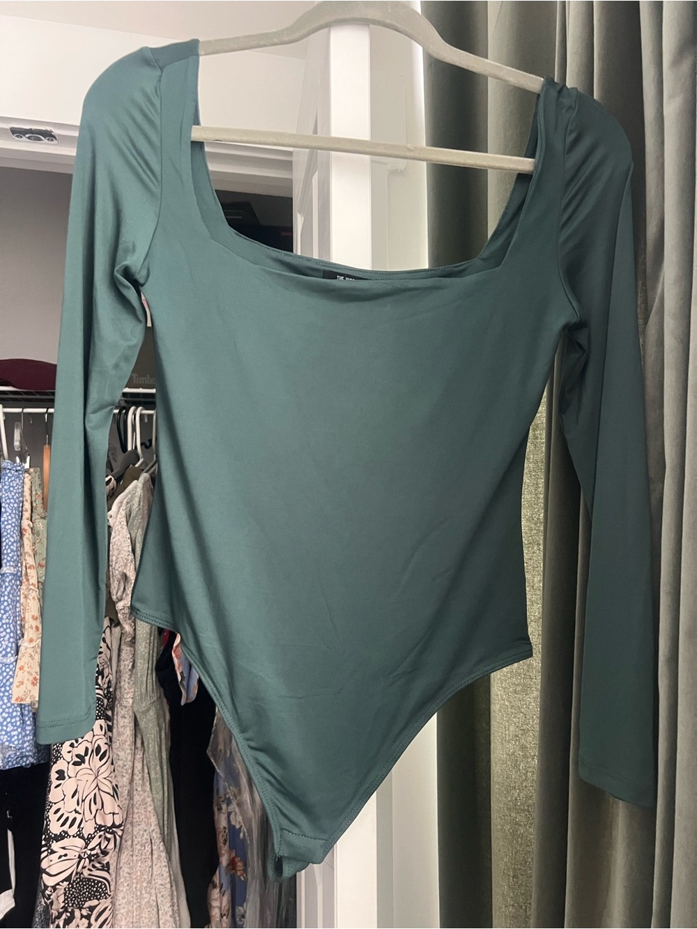 Workshop Republic Clothing Deep Teal Long Sleeve Scoop Neck Bodysuit